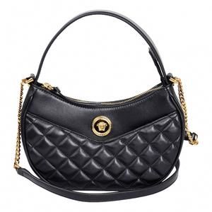 NEW VERSACE women's la medusa half moon hobo shoulder crossbody bag in black